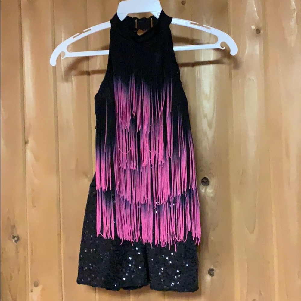 Black and pink halter style dance costume